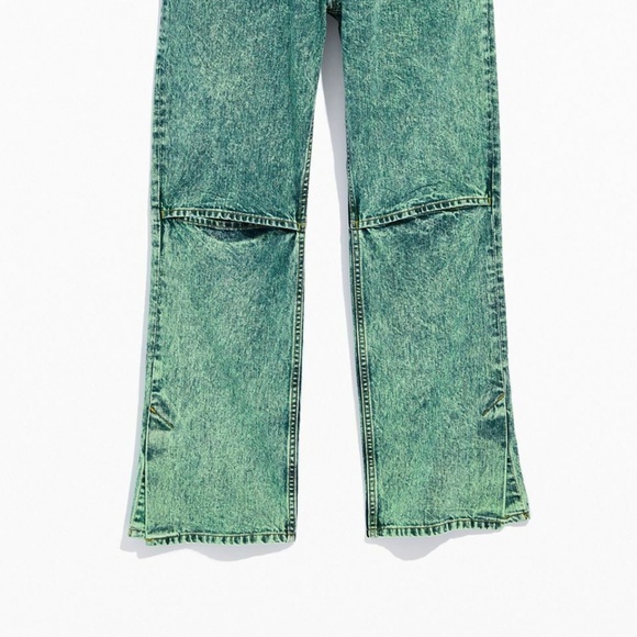 NWT $479 JieDa Jeans Made in Japan Slit Denim Pants Chemical Mint Green - Picture 4 of 8